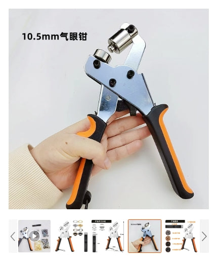 Manual eyelet pliers for tarpaulin holes