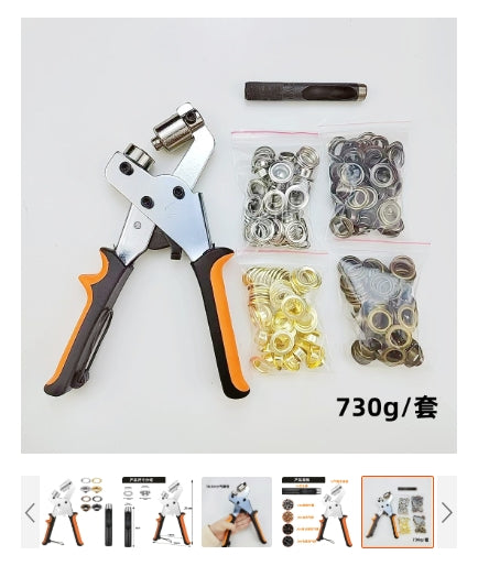 Manual eyelet pliers for tarpaulin holes